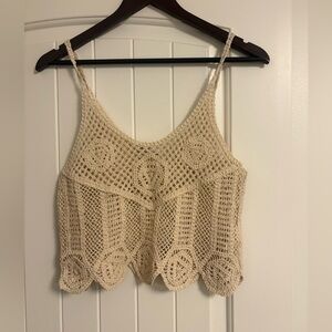 Zara Cream Crochet Crop Top